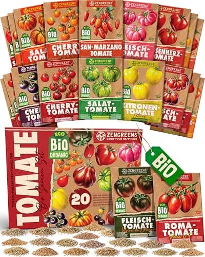ZenGreens® - Bio Tomatensamen im 20er Set - 20 Tomaten Samen für den einfachen Anbau im Garten, Balkon oder Hochbeet - Pflanzensamen - Saatgut Bio Öko